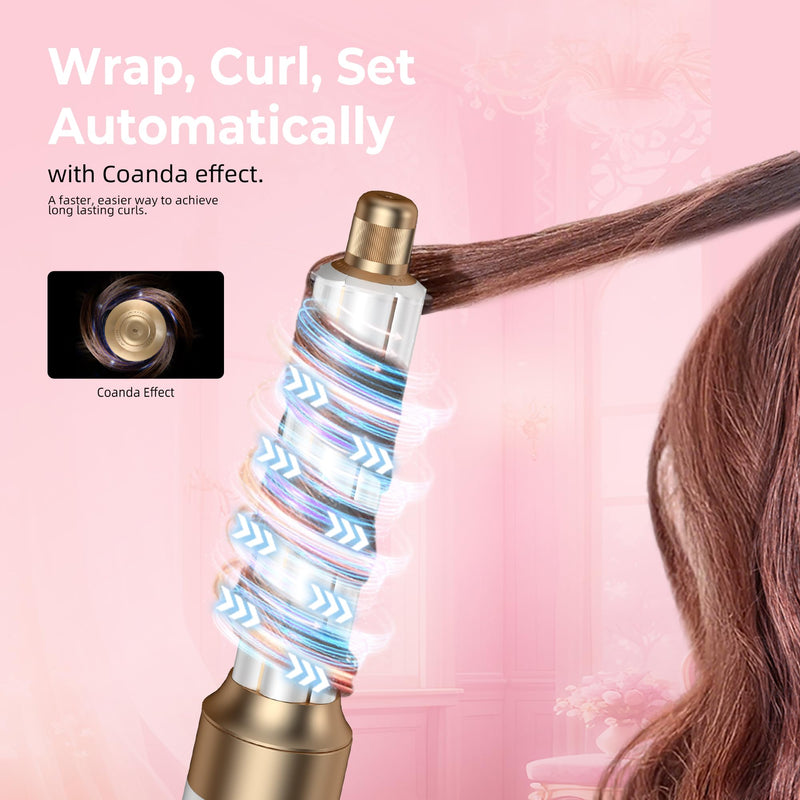MogaWave Airbrush Pro Hair Styler 6 in 1 Air Styler with 1000W Hair Dryer, Blow Dry Hair Brush, Air Curler, Multi Hair Stylers for Drying and Styling Straightening Volumizing Curling Sleeking White
