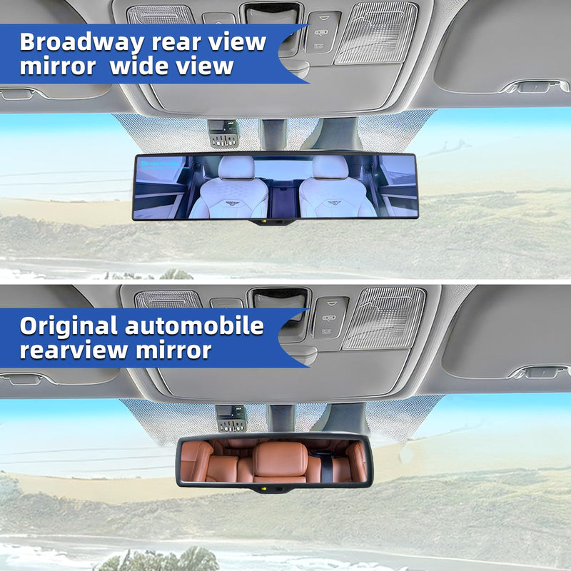 Broadway Rear view Mirror Wide Angle Panoramic Anti Glare Blindspot Accessories Universal Interior Car Convex Mirror for Car SUV Trucks Blue 300mm-Blue