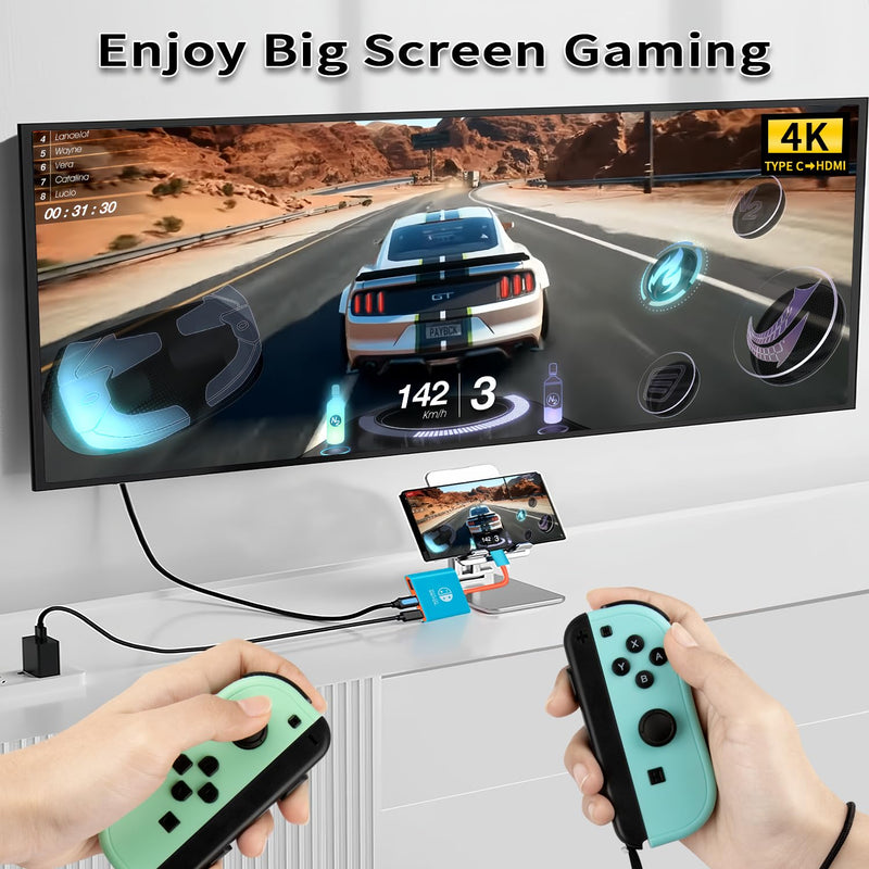 Switch Dock for Nintendo Switch & OLED, Portable TV Dock with 4K HDMI, USB 3.0 Port and USB C PD 100W Charging, Travel Docking Station Replacement for Switch(Blue) Blue