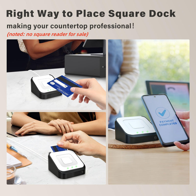 Square Dock for Square Reader 2nd Generation, Holder Stand for Square Card Reader 2nd Generation, Smart Anti-Sleep Button Portable Anti-Slip (No Reader, Cable and Wall Charger Included Only
