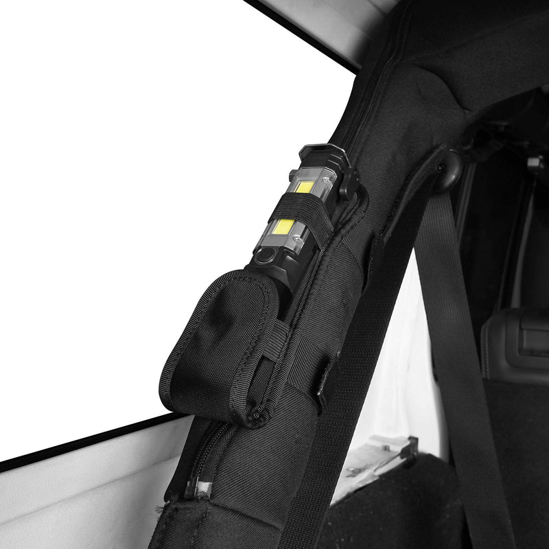Hooke Road Wrangler Roll Bar Mount Flashlight Holder w/LED Emergency Flashlight for Jeep Wrangler 97-25 TJ JK JL