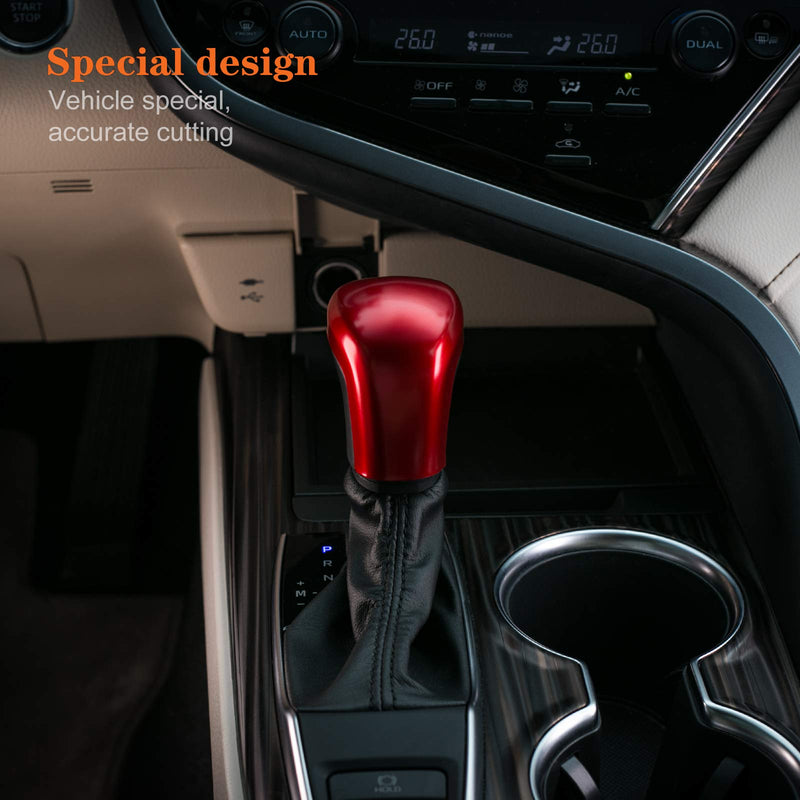 CKE Compatible with Toyota Camry 2025 2024 2023 2022 2021 2020 2019 2018 for Corolla Cross Avalon Accessories Car Gear Shift Knob Cover Trim Protector Cap -Red Red