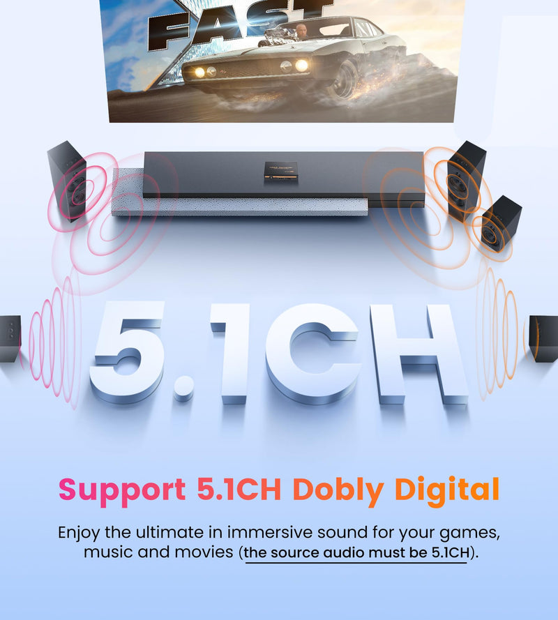 avedio links 4K HDMI Audio Extractor Splitter, 1080P@120Hz HDMI Audio Converter Adapter + Optical SPDIF + L/R Stereo HDMI2.0 HDCP2.2 Dolby Digital/DTS for Fire Stick, Blu-Ray Player 4K 30Hz Black