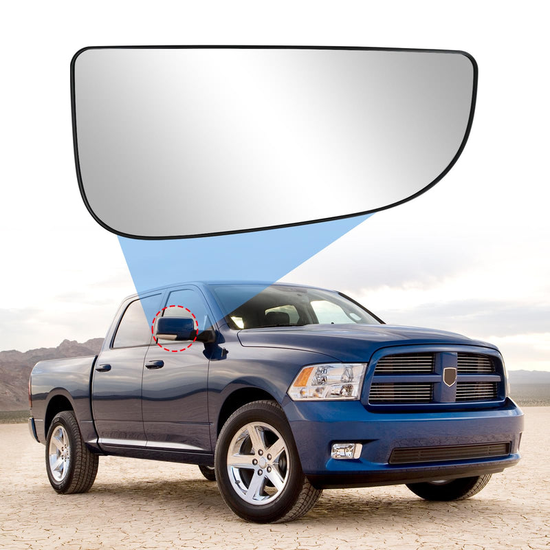 TOP-MAX 68067730AA Ram Passenger Right Side Lower Mirror Glass Replacement for 2010-2020 Dodge Ram 1500-5500 Towing Model, Convex With Bracket Passenger Side Lower Mirror Glass