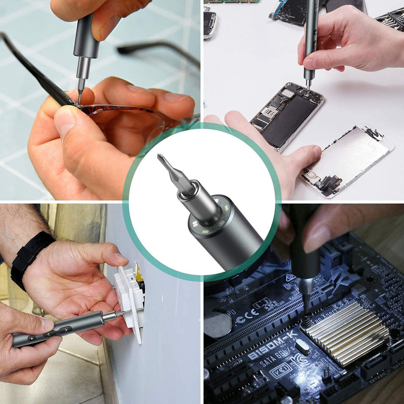 ORIA Electric Screwdriver, 28 in 1 Mini Precision Screwdriver Set, Rechargeable Repair Tools Kit, with Type-C Charging for Smartphones,Toys, PC 28-IN-1 Silver 28 in 1