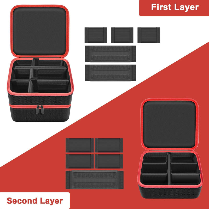 Double-Layer Tool Battery Storage Organizer Case Compatible with Milwaukee M18 M12, for DeWalt 20V & for Makita 18V, Adjustable Dividers for Up to 12 Batteries and Charger Transport (Bag Only, Red)