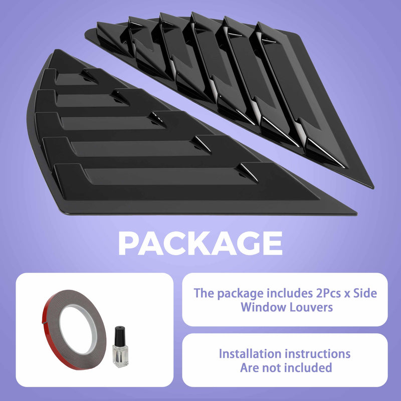 KUAFU Rear Side Window Louver Compatible with 2013-2020 Ford Fusion Mondeo Windshield Sun Shade Cover Air Vent Scoop Shades Cover Blinds Trim ABS Black