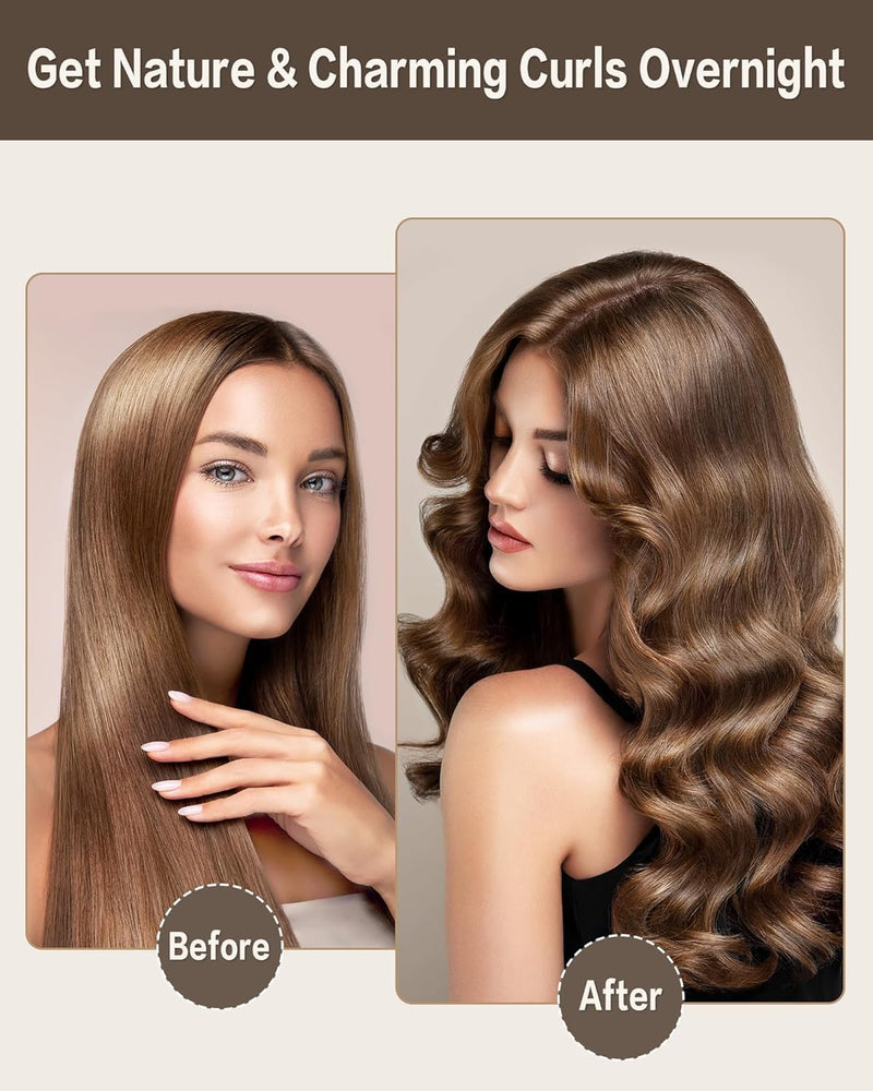  [AUSTRALIA] - Heatless Hair Curler to Sleep in – No Heat Satin Heatless Curls Overnight Rods, Jumbo Large Foam Sponge Hair Rollers Curlers for Long Short Hair Volume Women Styling Tools (Brown) Brown