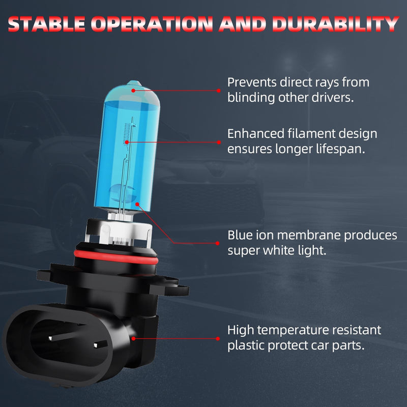 Light Bulbs Fit For Dodge Ram 2013-2015 with projector, Halogen Headlight Bulb And License Plate Lights Combo, 9005 9012 9145 High Low Beam Fog Lights, 6000K White Light, Pack of 8