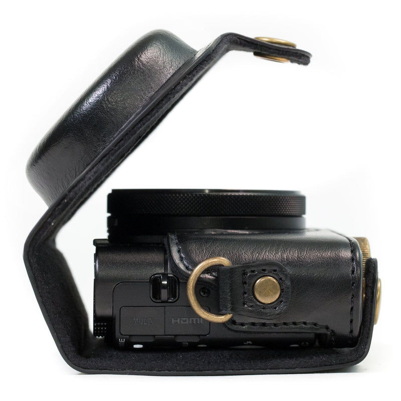 MegaGear MG596 Sony Cyber-shot DSC-HX99, DSC-HX95, DSC-HX90V, DSC-HX80 Ever Ready Leather Camera Case with Strap - Black