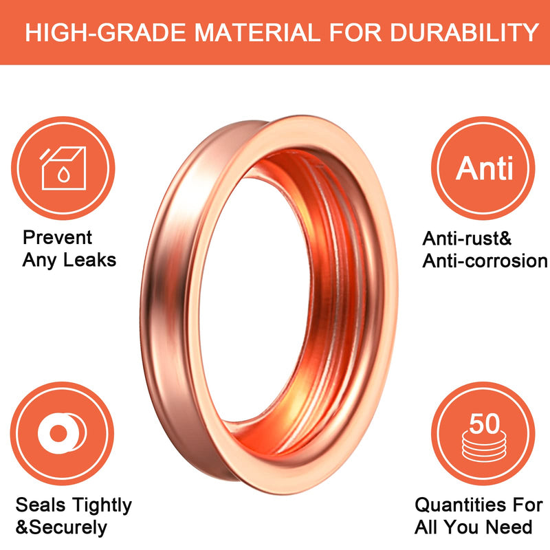 Mudder 50 Pieces Nissan Drain Plug Gasket 12mm Oil Drain Plug Gasket Aluminum Engine Oil Crush Washers Compatible with Infiniti Part 11026-ja00a