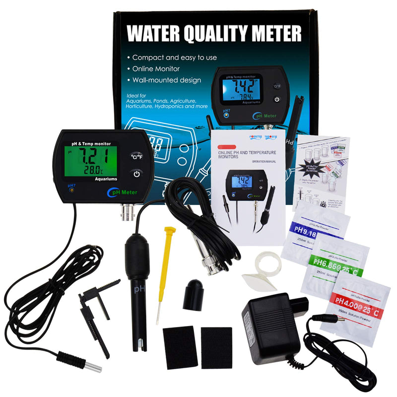 2-in-1 Combo pH & Temperature Meter Water Quality Tester Replaceable BNC pH Electrode for Aquariums Hydroponics Tanks Aquaculture Laboratory 2-in-1 Combo Monitor