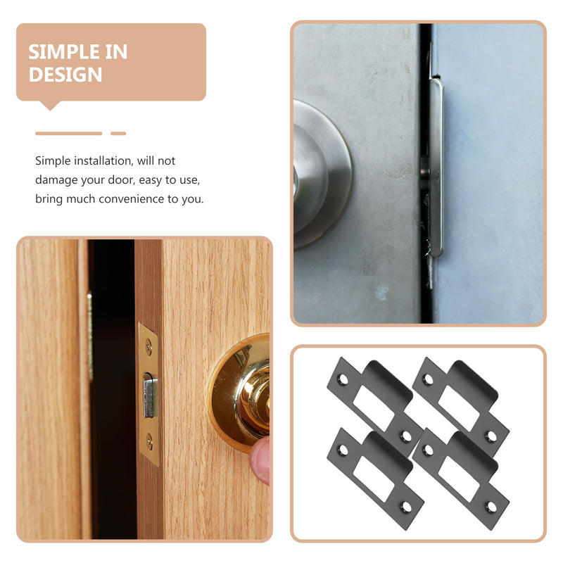 Homoyoyo 4pcs Cam Block Door Locks, Stainless Steel Guide Piece Black Door Lock Door Strike Plate Door Strike Plate Reinforce Security on Your Doors (Pack of 2) 7x7cm (Pack of 2)