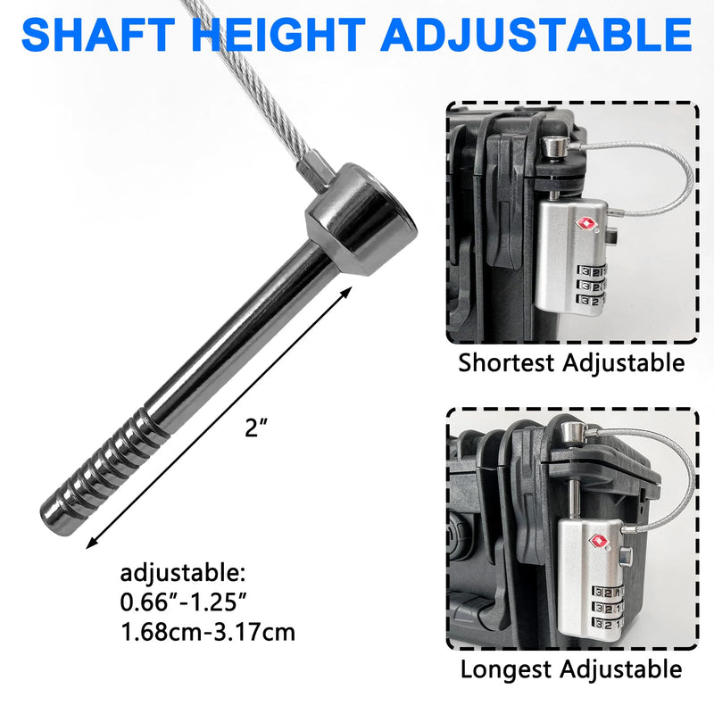 LAFENLIN TSA Cable Lock 2-Pack for Gun Cases, Adjustable Handle, Silver | TSA-approved Locks with Adjustable Alloy Handle for Hard Cases (No Key). 3-dial Combo, Cut-resistant, Weatherproof. Silver Silver - 2 Pack