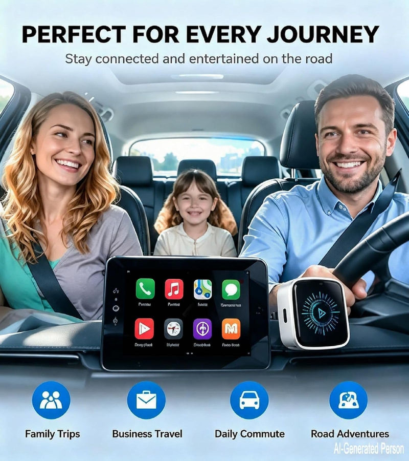 2-in-1 Wireless CarPlay Android Auto Adapter for Factory Wired Carplay Cars | One-Tap Phone Switch, Plug & Play USB-C/A Dongle, 5GHz WiFi BT5.4, Fast Auto Reconnect, Extension Cable, Not for BMW Tesla Black