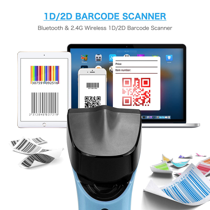 NETUM Bluetooth Wireless 2D Barcode Scanner Automatic, Hands Free Barcode Reader with Charging Cradle and Built-in Memory, Fast and Precise scanning, Transfers Up to 50 Meters - DS7500 2D -DS7500