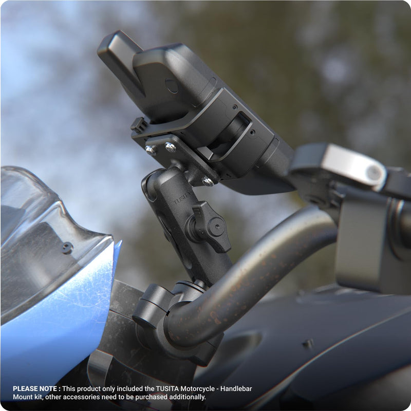 TUSITA Motorcycle GPS Mount Compatible with Garmin Montana, Zumo XT GPS - Handlebar Base with Medium Double Socket arm Medium Arm