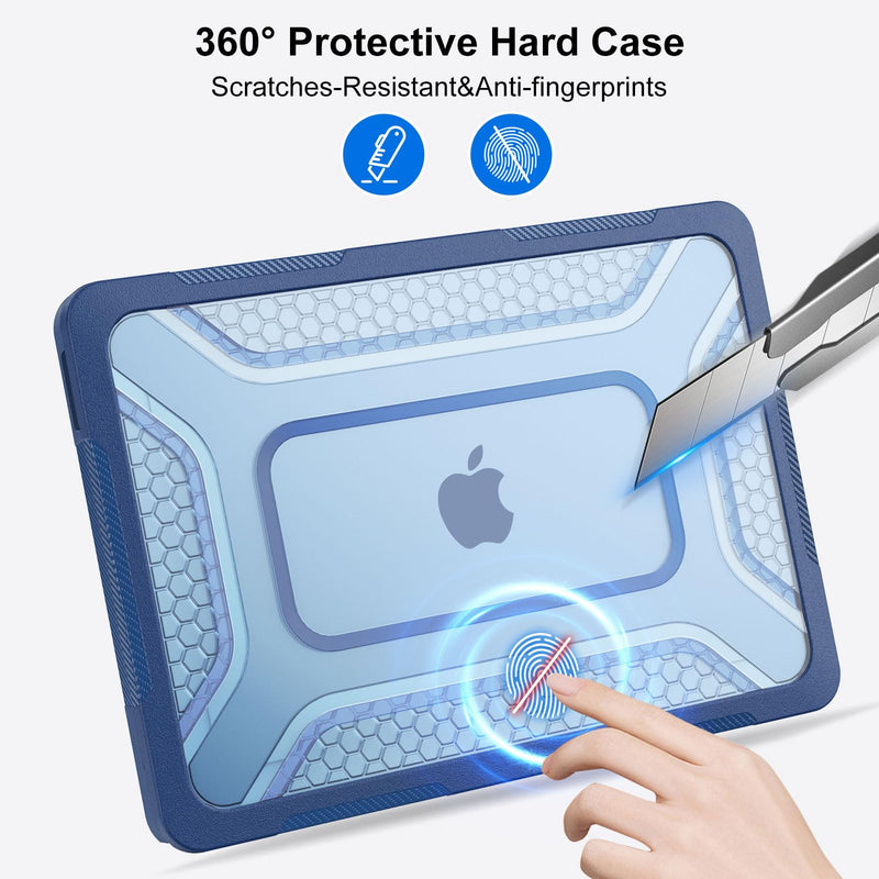 MOSISO Compatible with MacBook Neo Case 13 inch 2026 A3404 A18 Pro Chip | 2 in 1 Kit Honeycomb Shockproof Heavy Duty TPU Bumper Protective Hard Shell with Fold Kickstand, Indigo