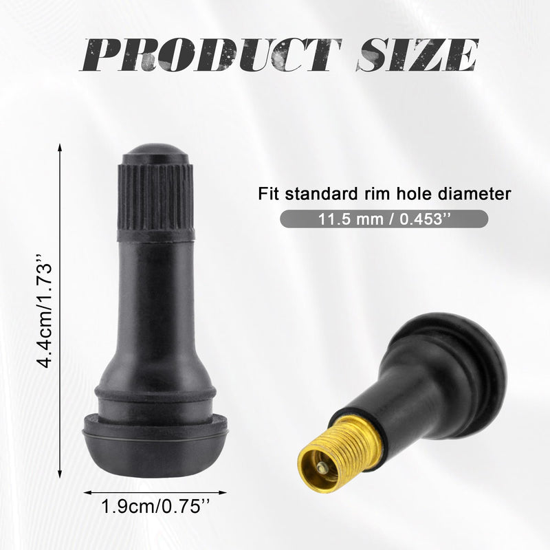 Quacc 10 PCS TR413 Rubber Snap-in Tire Valve Stems Sturdy Replacement Tyre Valves Stems for 0.453" Tubeless Rim Holes on Cars, Go-Karts, Trucks, Lawn mowers, Trailers