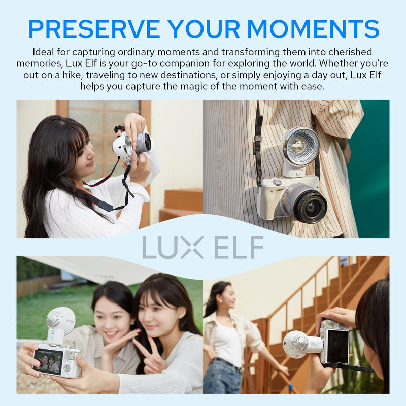 Godox Lux Elf Retro Camera Flash, GN6 6000K±200K CCT, 400 Flashes at Full Power, Built-in Lithium Battery, Support Type-C Charging, Compatible for Canon Nikon Sony Fuji Olympus Pentax Cameras