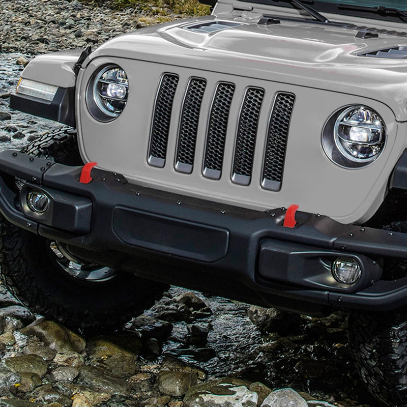 JWWY Bumper Tow Hook Covers Tow Trailer Hitch Receiver Cover Towing Hitch Rubber Sleeve Protector Cover Trim Fit for 2007-2025+Jeep Wrangler JL Gladiator JT 4XE JK Exterior Accessories 2pcs Red Rubber Red