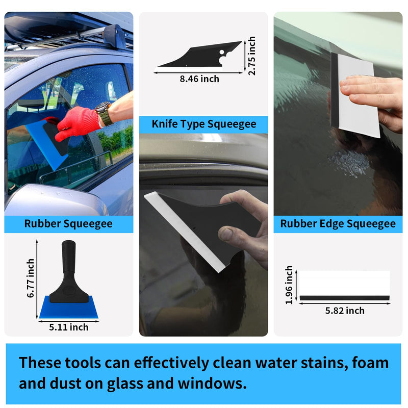 12 Pcs Car Window Film Tint Tool Kit Vinyl Wrap Tool Kit Automotive Tint Squeegee Tool Kit Glass Protective Film Installation Kit Automotive Window Tinting Kit