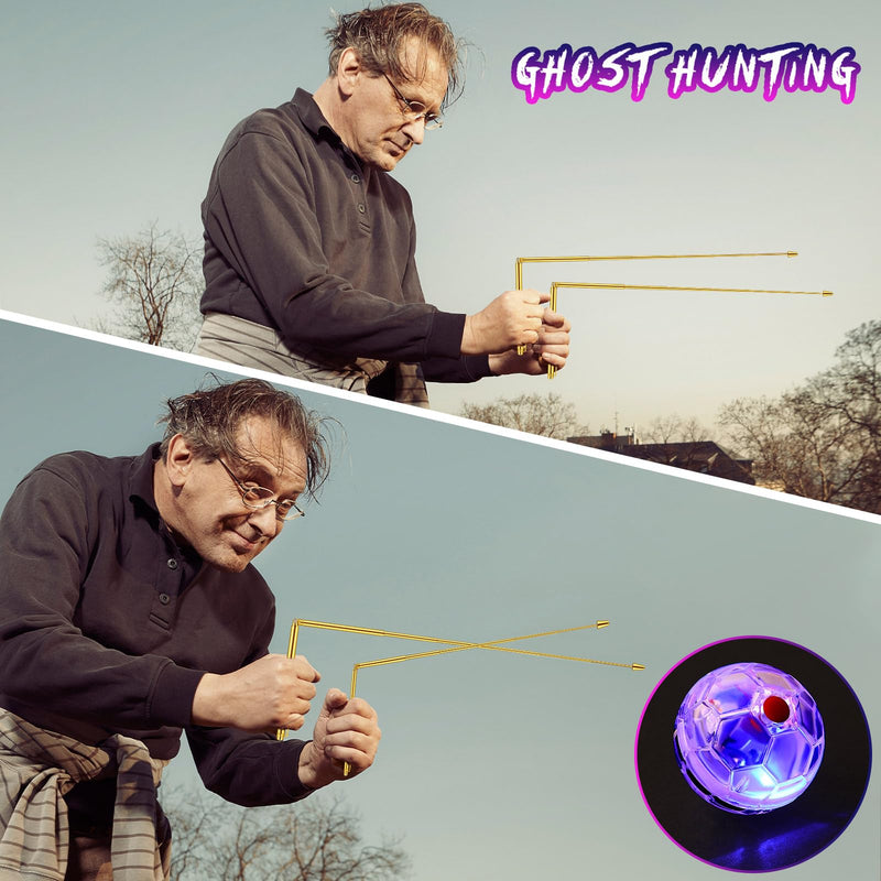 7 in 1 Ghost Hunting Equipment Kit Include 1 EMF Meter 1 Hand Held Radio 2 LED Light Cat Ball 1 Digital EVP Voice Recorder 2 Dowsing Rods Ghost Investigation Paranormal Equipment