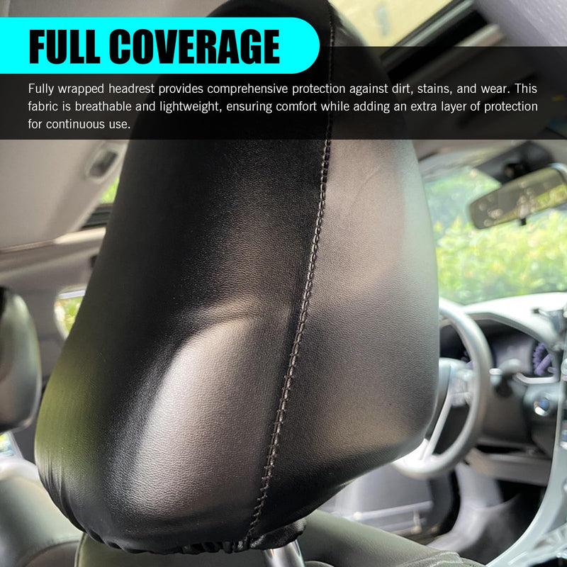 Shakas 2 PCS Cars Headrest Covers, Full Wrap-around Non-marking Fit Anti-scratch Protector, Waterproof Leather Portable Reusable Elastic Dust Cover, for Most Cars Seat Headrest Accessories (Black #M) 2 PCS #M Black
