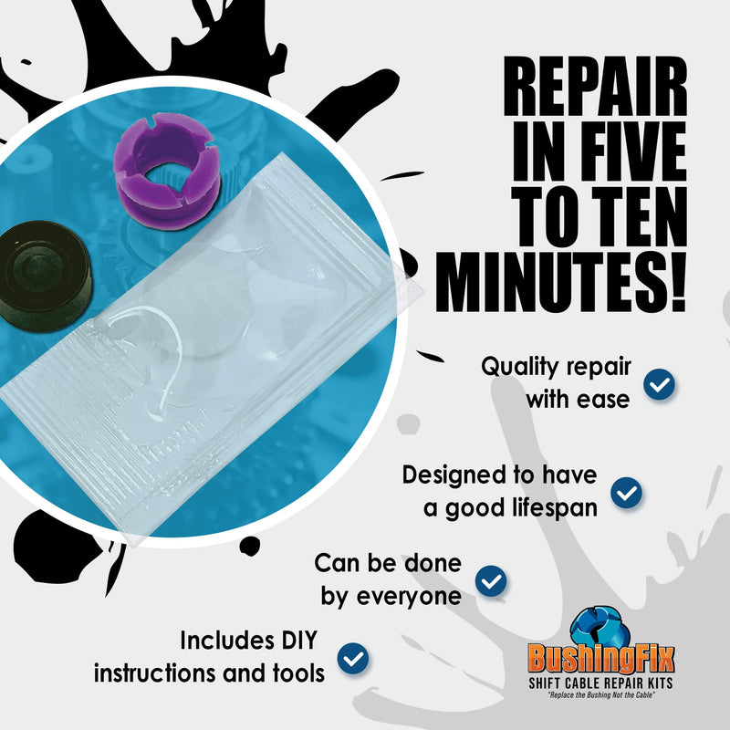 BushingFix BP1Kit - Automatic Transmission Shift Cable Bushing Repair Kit, Replacement Shifter Cable Bushing, Quality Transmission Repair Kit, Compatible with Nissan, Toyota, Hyundai, and Other Brands