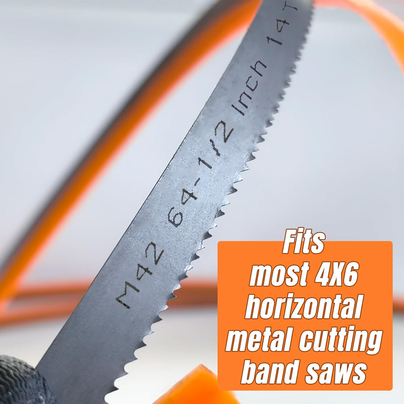 2 Pack 64-1/2 inch Band Saw Blades Metal Cutting, 64-1/2 x 1/2 x 0.02 Inch, Bandsaw Blades, Bi-Metal M42, 14 TPI 2 pcs 14 tpi