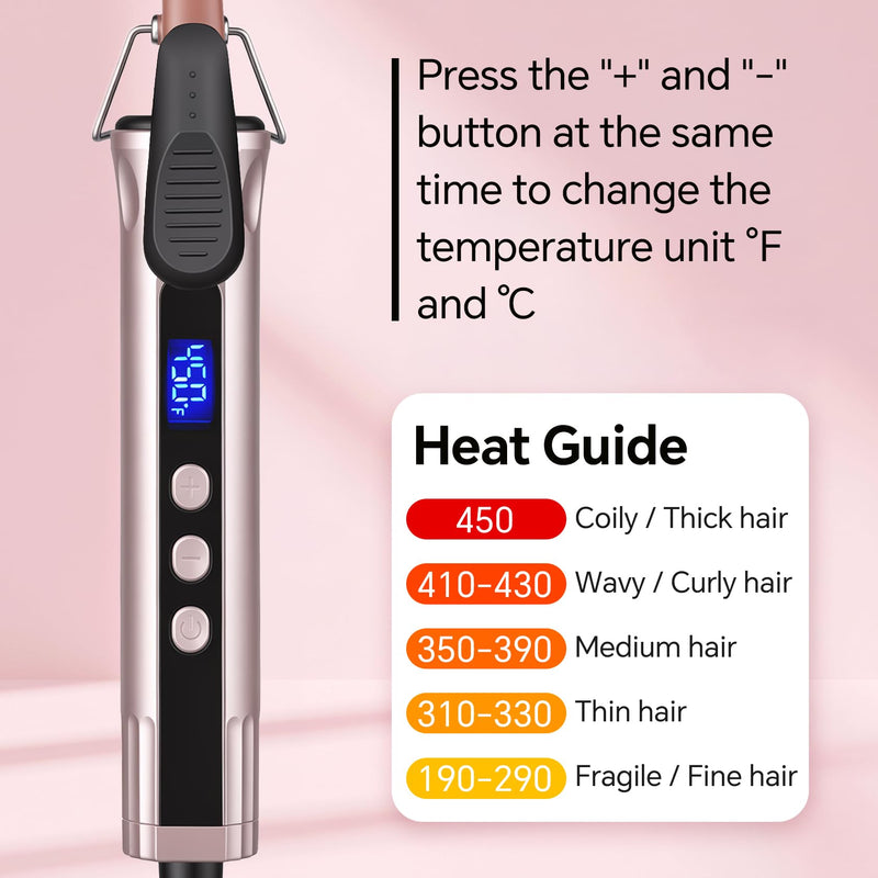 JAETON Curling Wand 9MM, Thin Curling Iron for Tight Curls with Clamp | Hair Curler for Long&Short Hair, Tourmaline Ceramic Barrel 30-Second Heat-Up, Pro Curling Tongs, 14 Temp 100℃-230℃