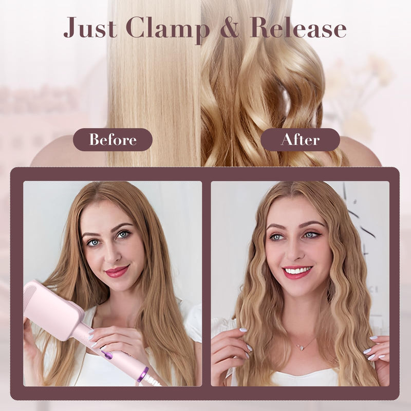AISEELY 32MM Ceramic Curling Wand - 3 Barrel Beach Wave Hair Curler with Adjustable Temp (160°C-220°C), Anti-Scald Design & Travel Lock | Frizz-Free Waves for All Hair Types | Pink