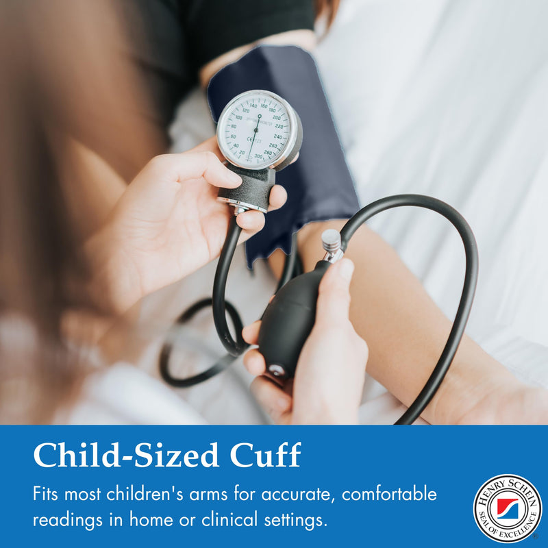 Henry Schein Essentials Childs Blood Pressure Monitor, Size 9 Cuff, 1 Ct | Manual Monitoring, Dial Display, +/-3mmHg Accuracy, Includes Leatherette Carrying Case, Latex, For Clinics & Home Use Child (Size 9)
