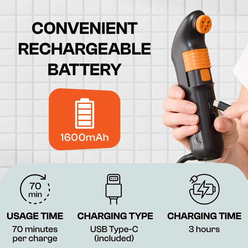 Portable Bidet for Travel & Camping – Electric High Pressure Rechargeable Bidet for Women & Men | 2.5L Bottle | 1300ML/Min Flow | USB-C | 1600mAh Battery | USA Brand – Spray Mate Jumbo (Black) Orange-black