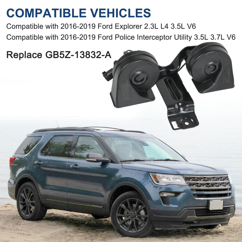 Horn Assembly with Bracket Dual Electric Horn Compatible with Ford Explorer Police Interceptor Utility 2016-2019 2.3L L4 3.5L 3.7L V6 Replaces# GB5Z-13832-A