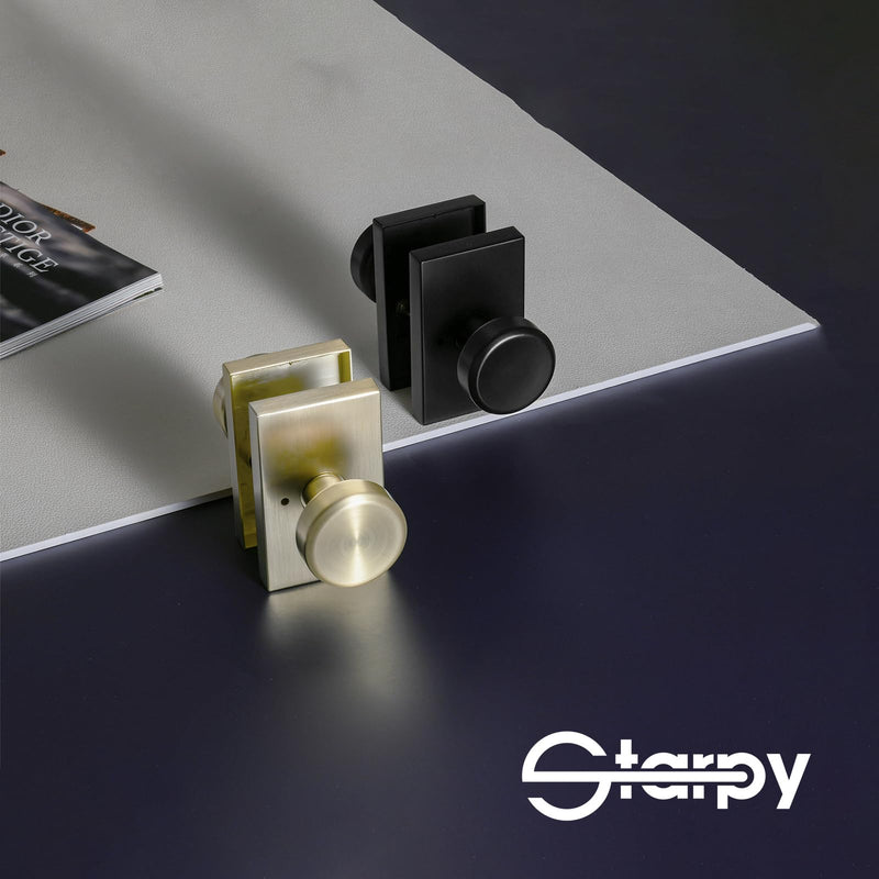 Black Door Knobs with Non Locking,Interior Door Handles for Hall & Passage Door Use 1 Matt Black