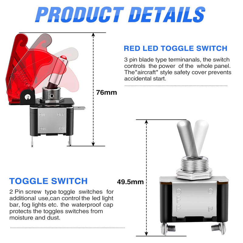 Nilight Ignition Rocker Switch Panel 12V 4 in 1 with Engine Push Button Toggle Switches with Relay Wiring Harness LED for RV Truck Racing Car Boat Marine Trailer Red 4 in 1 Panel