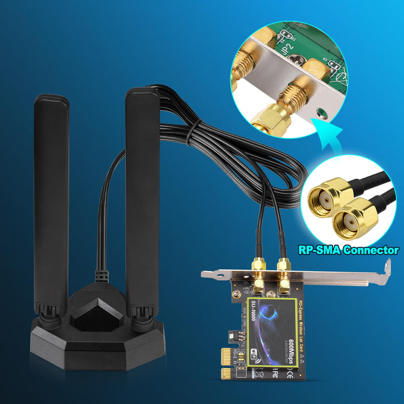 Eightwood WiFi 6E Tri-Band Antenna 6GHz 5GHz 2.4GHz Gaming WiFi Antenna Magnetic Base with 6.5ft Extension Cable for PC Desktop Computer PCIe WiFi 6E Card, Router 5dbi wifi 6e antenna