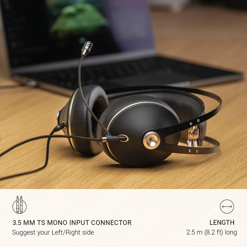 MEZE AUDIO | Boom Mic | Omnidirectional Clear Audio Plug-and-Play Boom Microphone | for Gaming and Remote Work | 3.5mm Male to Dual TS Mono 3.5mm Male Connector Plug | Cable Length 2.50m/8.2ft 3.5 mm Boom Mic