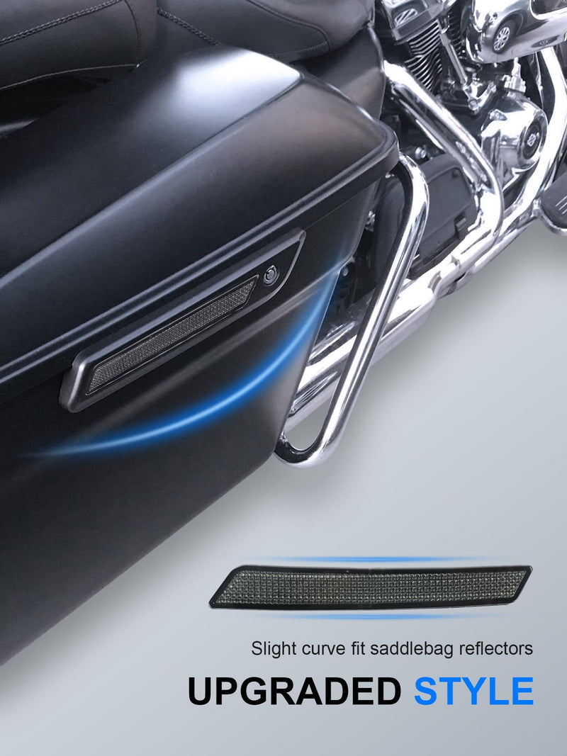  [AUSTRALIA] - Saddlebag Reflector Inserts, Black Reflectors Compatble for Harley Davidson 2014-2025 Street Glide Electra Glide Road Glide Road King Ultra Limited Dark Smoke 2014-2024