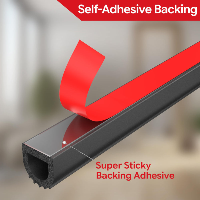 UIOCSSC EPDM Rubber D-Shaped Weather Stripping 26FT RV Door Seal with Strong Self Adhesive, Trailer & Truck Bed Seal, Tonneau Cover, Marine Boat Hatch Gasket, W:0.59"; H:0.61" 26 Feet Black