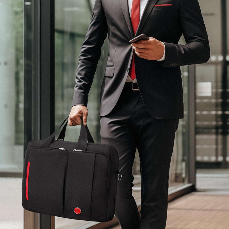 Omnpak 15.6 inch Laptop Briefcase with Combination Lock,Anti Theft Notary Bag Locking Laptop Bag Water-Repellent Shoulder Messenger Bag for Men Women 15.6in Black