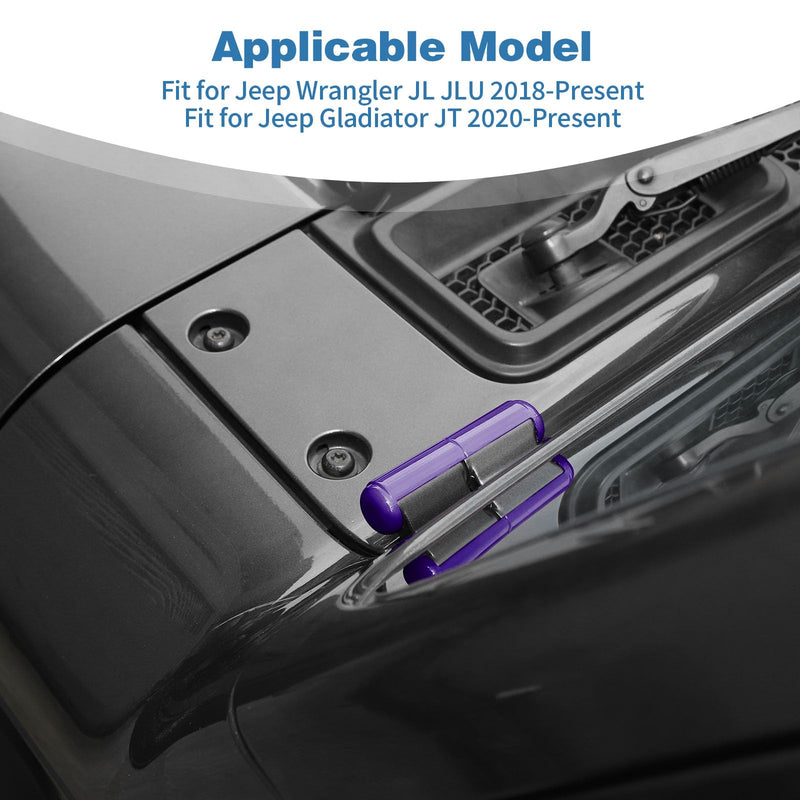 for Jeep JL Windshield Hinge Trim Cover for Jeep Wrangler JL JLU Gladiator JT 2018-Present Purple Exterior Accessories 2pcs