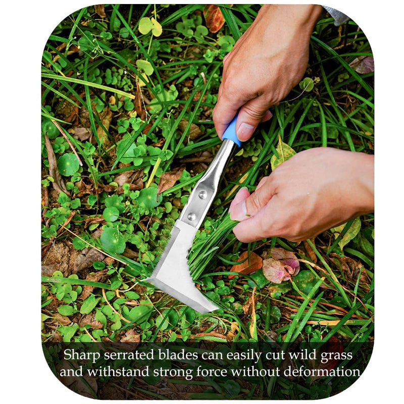 Kosoyo Crack Weeder Crack Weeding Tool Sawtooth Wave Manual Scythe Stainless Steel Gardening Tool -11.42"（2Pack） Blue