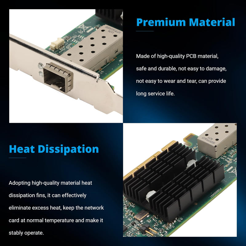 10Gb SFP PCIE Network Card, Support Computer Motherboards, Servers SFP Optical Network Card, Wide Compatibility Network Adapter Card, PCB Materials Long Service Life