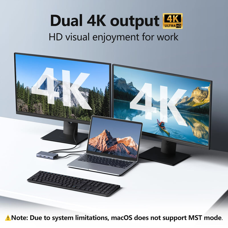 USB C Docking Station Dual HDMI Monitor Adapter, Melelink USB C Hub 3 Monitors with 2X 4K HDMI, 8K Displayport, VGA, 100W PD, USB C&A Ports, 9 in 1 Laptop Docking Station for Dell, HP, Lenovo, etc