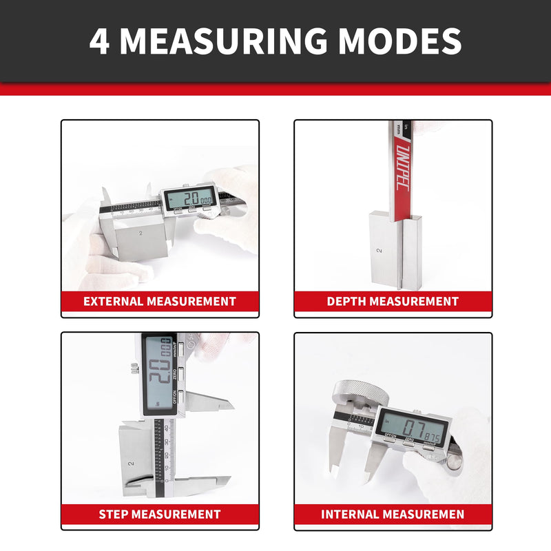 6 inch Stainless Steel Digital Caliper (IP54) & Stainless Steel Rule Set, Easy Switch from Inch/Metric/Fraction, Splash-Proof Protection with Large LCD Display – DIY/Household IP54 6"