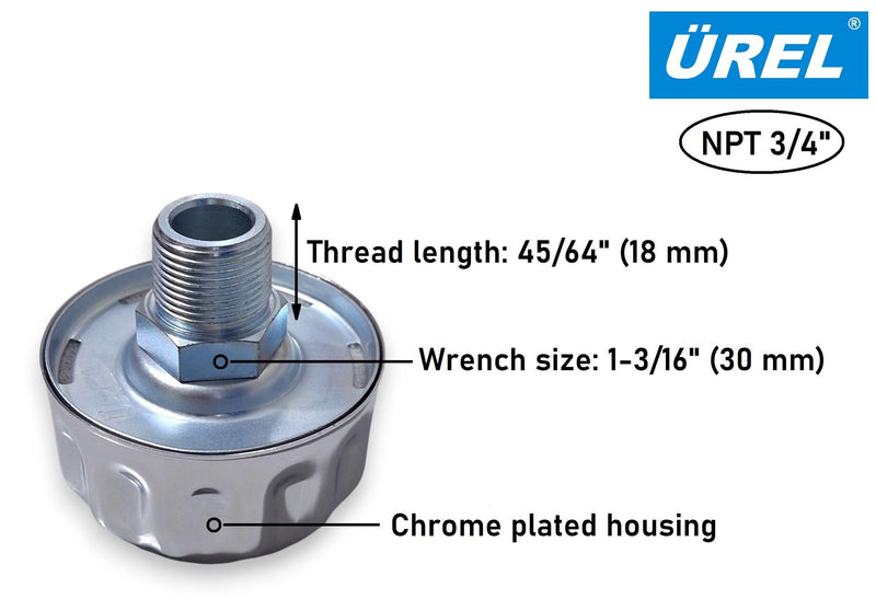 Hydraulic Tank Breather Cap for Oil & Fuel Reservoir – Metal Filler Vent Cap (NPT 3/4 in Threaded, Chrome Plated) NPT 3/4"