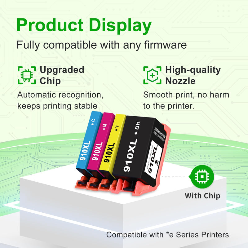 910XL Ink Cartridges Combo Pack for HP 910 Printer High-Yield Ink Cartridge | HP 910XL Work for HP OfficeJet Pro 8025 8035 8010 8012 8022 8020 8024 8030 8028 8023 8018 Printer for Home & Office Daily Use