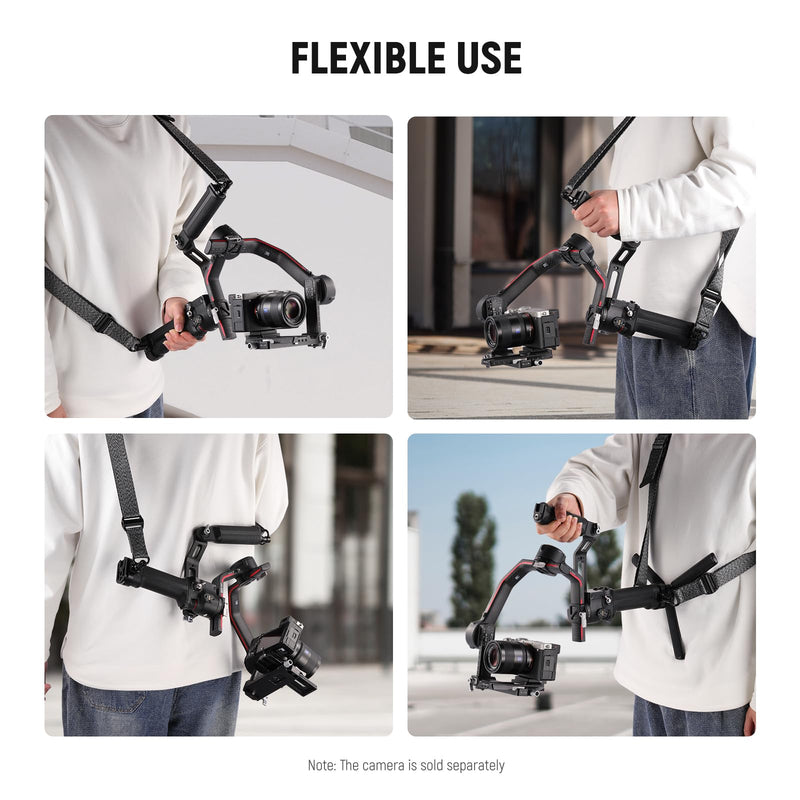 NEEWER RS4 RS3 RS2 Gimbal Shoulder Strap, Weight Reducing Soft Padding Adjustable Strap with Baseplate Compatible with DJI RS4 RS4 Pro RS3 RS3 Pro RS2 Sling Handle with Quick Release QD Buckle, GA016